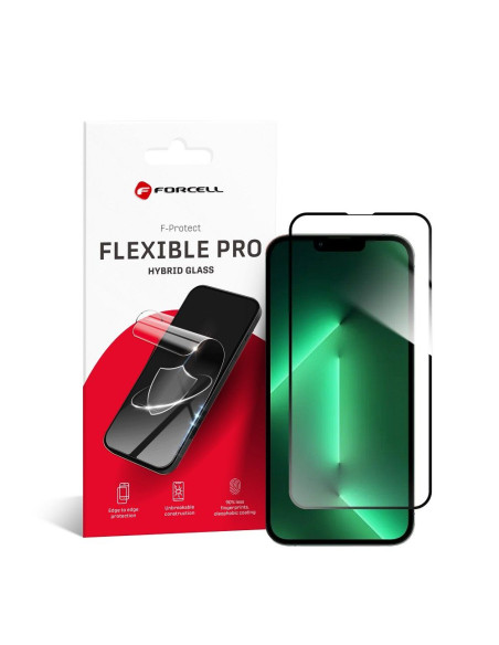 Verre hybride Forcell FLEXIBLE 5D Full Glue - APP iPhone 13/13 Pro/14 NOIR