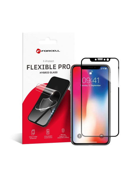 Verre hybride Forcell FLEXIBLE 5D Full Glue - APP iPhone X/Xs NOIR