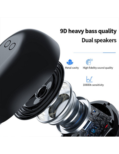 Écouteurs stéréo sans fil / bluetooth TWS M9 + station d'accueil blanc