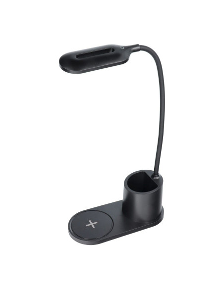 Lampe de bureau LED + chargeur à induction 10W HT-513 noir.