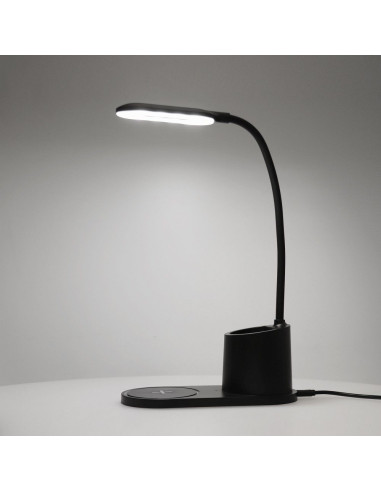 Lampe de bureau LED + chargeur à induction 10W HT-513 noir.