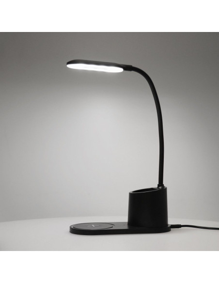 Lampe de bureau LED + chargeur à induction 10W HT-513 noir.