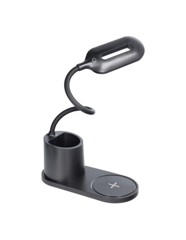 Lampe de bureau LED + chargeur à induction 10W HT-513 noir.