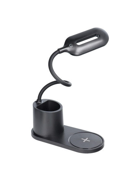 Lampe de bureau LED + chargeur à induction 10W HT-513 noir.