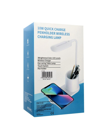 Lampe de bureau LED + chargeur à induction 10W HT-513 noir.