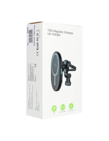Support voiture avec charge par induction compatible avec MagSafe 15W D8 noir