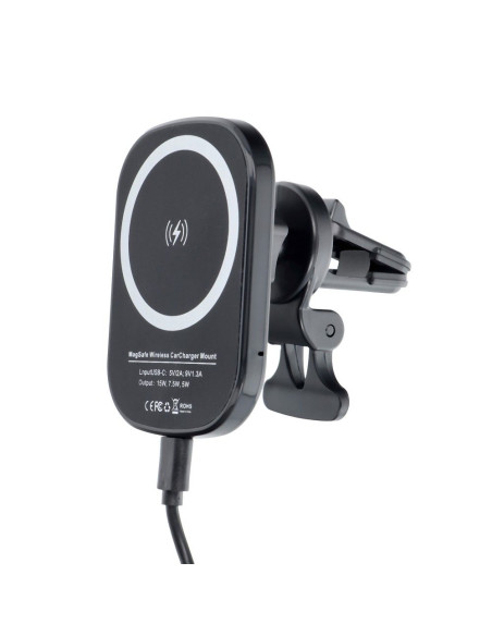 Support voiture avec charge par induction compatible avec MagSafe 15W D10 noir