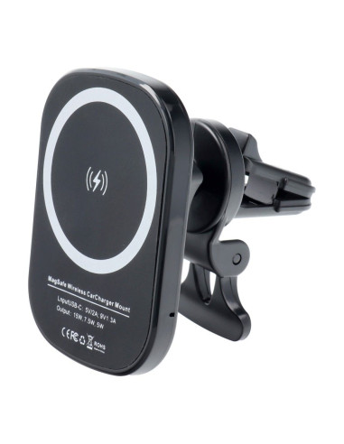 Support voiture avec charge par induction compatible avec MagSafe 15W D10 noir
