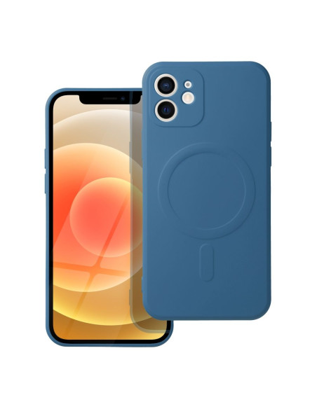 Coque MAG SILICONE compatible avec MagSafe pour IPHONE 12 bleu