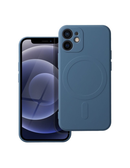 Coque MAG SILICONE compatible avec MagSafe pour IPHONE 12 Mini bleu