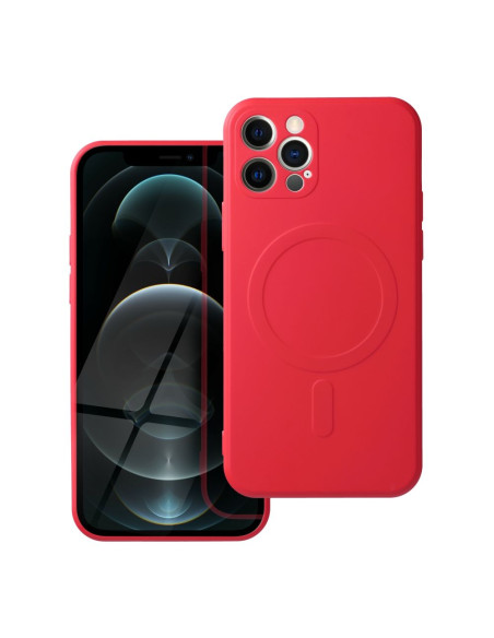 Coque MAG SILICONE compatible avec MagSafe pour IPHONE 12 Pro rouge