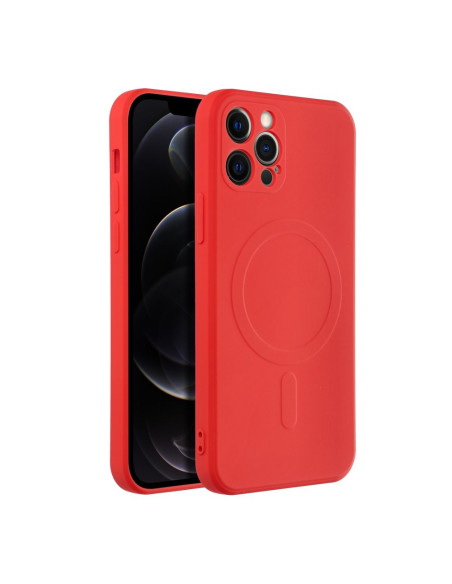 Coque MAG SILICONE compatible avec MagSafe pour IPHONE 12 Pro rouge