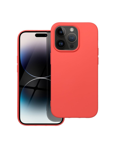 COQUE SILICONE pour IPHONE 14 PRO pêche