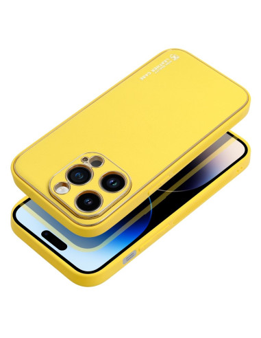 Etui LEATHER Case en cuir pour IPHONE 14 PRO JAUNE
