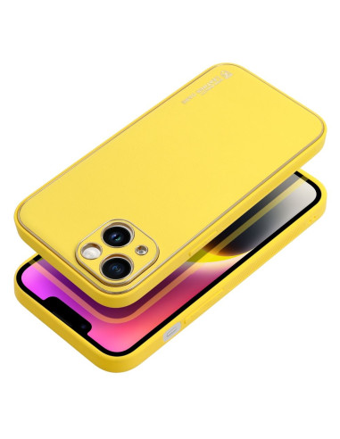 Etui LEATHER Case en cuir pour IPHONE 14 JAUNE