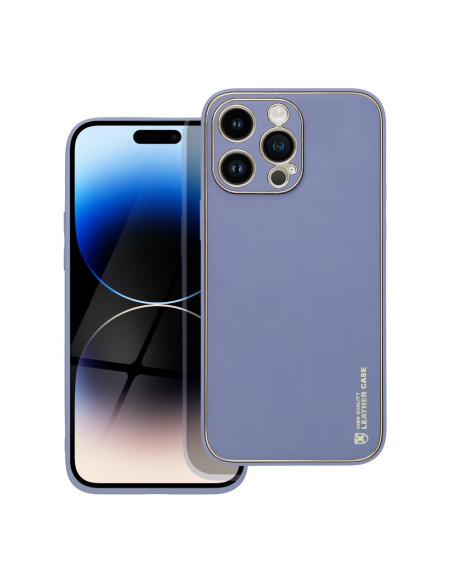 Etui LEATHER Case en cuir pour IPHONE 14 PRO MAX BLEU