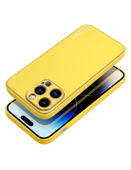 Etui LEATHER Case en cuir pour IPHONE 14 PRO MAX JAUNE