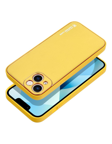 Etui LEATHER Case en cuir pour IPHONE 14 PLUS JAUNE