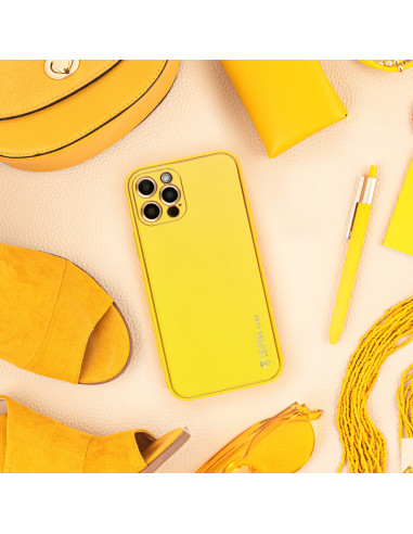 Etui LEATHER Case en cuir pour IPHONE 14 PLUS JAUNE