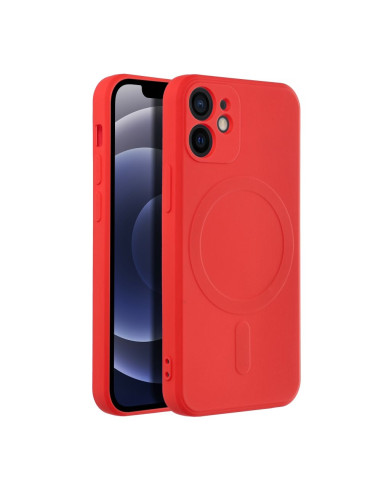 Coque MAG SILICONE compatible avec MagSafe pour IPHONE 12 Mini rouge