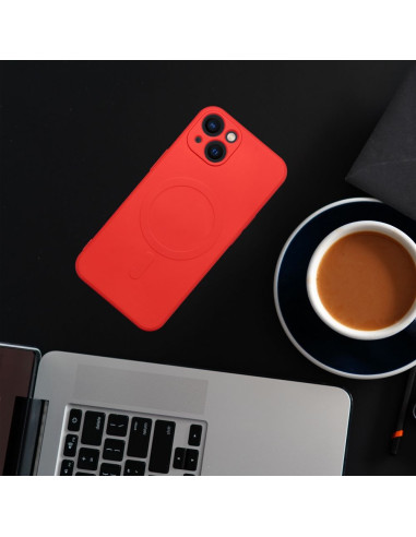 Coque MAG SILICONE compatible avec MagSafe pour IPHONE 12 Mini rouge