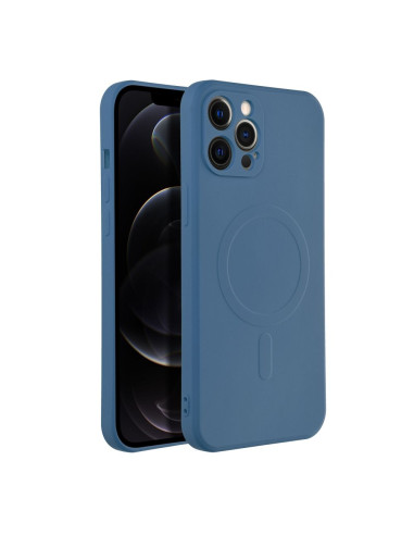 Coque MAG SILICONE compatible avec MagSafe pour IPHONE 12 Pro Max bleu
