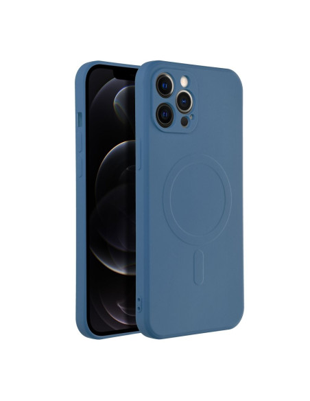 Coque MAG SILICONE compatible avec MagSafe pour IPHONE 12 Pro Max bleu