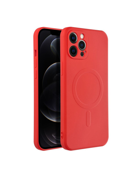 Coque MAG SILICONE compatible avec MagSafe pour IPHONE 12 Pro Max rouge
