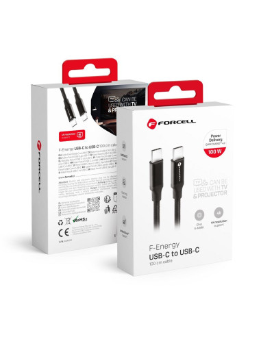 FORCELL câble Type C vers Type C QC4.0 5A/20V PD 100W E-mark / 4K / Thunderbolt / 20Gbit/s C391 1m noir