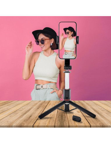 Perche selfieavec telecommande bluetooth tripod noir SSTR-13