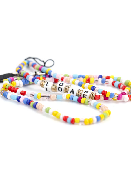 Pendentif téléphone PIXIE / longueur du cordon 68cm (34cm dans la boucle) / autour du cou - perles