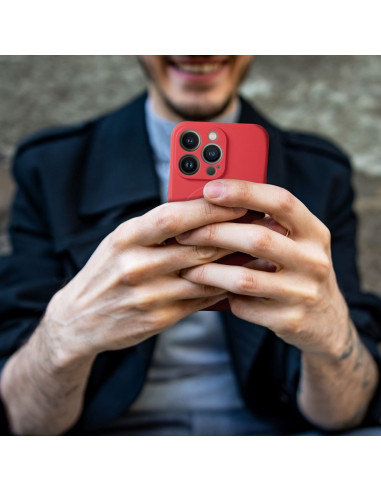 Coque MAG SILICONE compatible avec MagSafe pour IPHONE 14 Pro Max rouge