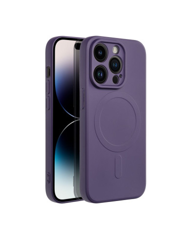 Coque SILICONE MAG COVER compatible avec MagSafe pour IPHONE 14 Pro violet foncé