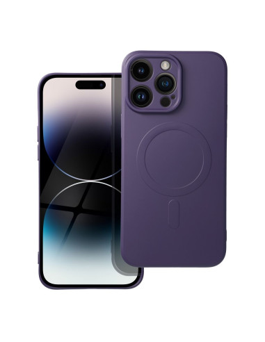 SILICONE MAG COVER compatible avec MagSafe pour IPHONE 14 Pro Max violet foncé