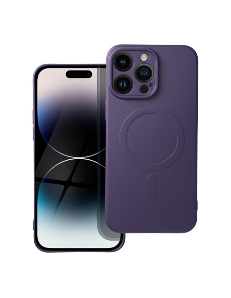 SILICONE MAG COVER compatible avec MagSafe pour IPHONE 14 Pro Max violet foncé