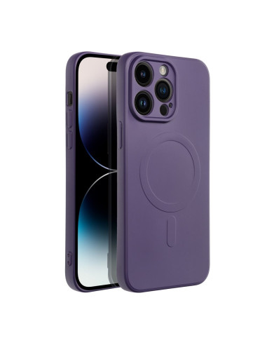 SILICONE MAG COVER compatible avec MagSafe pour IPHONE 14 Pro Max violet foncé