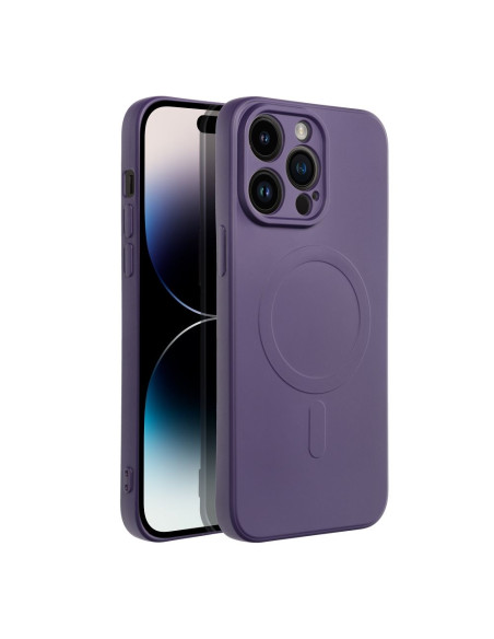 SILICONE MAG COVER compatible avec MagSafe pour IPHONE 14 Pro Max violet foncé