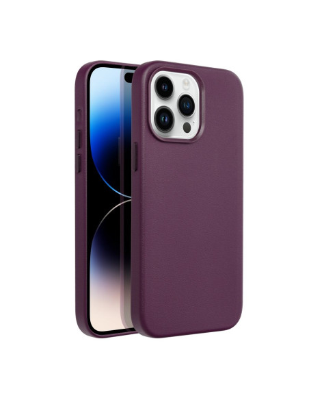 COUVERTURE MAG EN CUIR compatible avec MagSafe pour IPHONE 14 Pro Max violet foncé