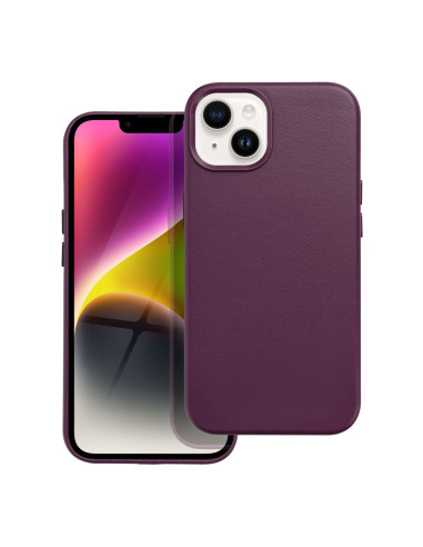 LEATHER MAG COVER case for IPHONE 14 dark violet