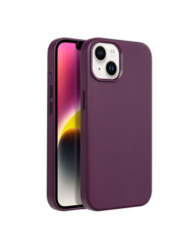 LEATHER MAG COVER case for IPHONE 14 dark violet