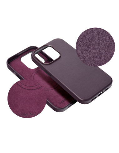 LEATHER MAG COVER case for IPHONE 14 dark violet