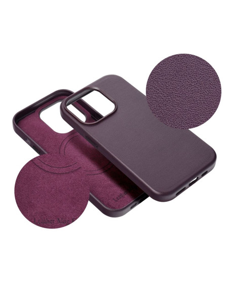 LEATHER MAG COVER case for IPHONE 14 dark violet