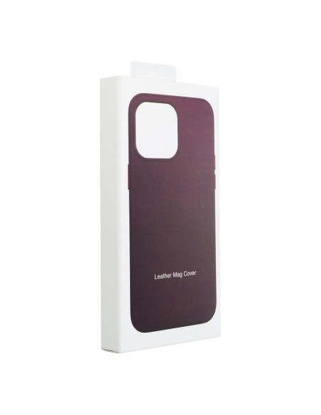 LEATHER MAG COVER case for IPHONE 14 dark violet