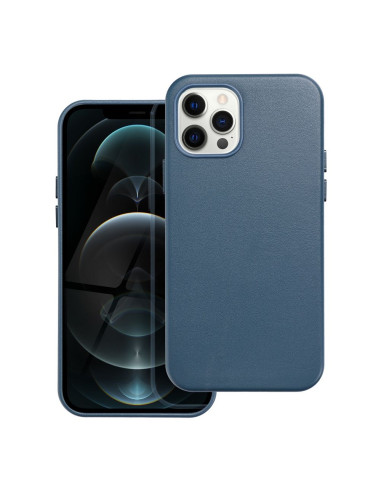 COUVERTURE MAG en CUIR compatible avec MagSafe pour IPHONE 12 Pro bleu