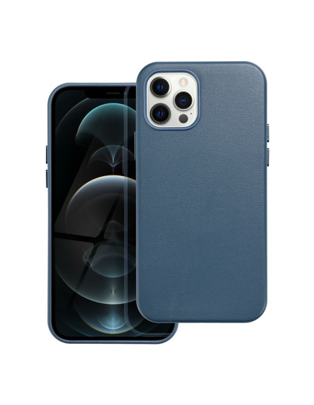 COUVERTURE MAG en CUIR compatible avec MagSafe pour IPHONE 12 Pro bleu