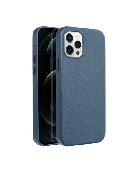 COUVERTURE MAG en CUIR compatible avec MagSafe pour IPHONE 12 Pro bleu
