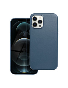 COUVERTURE MAG CUIR compatible avec MagSafe pour IPHONE 12 Pro Max bleu