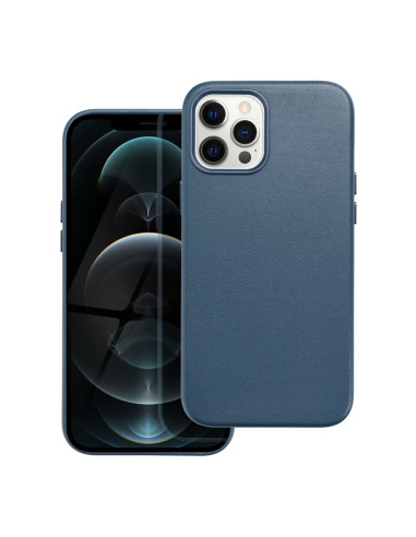 COUVERTURE MAG CUIR compatible avec MagSafe pour IPHONE 12 Pro Max bleu