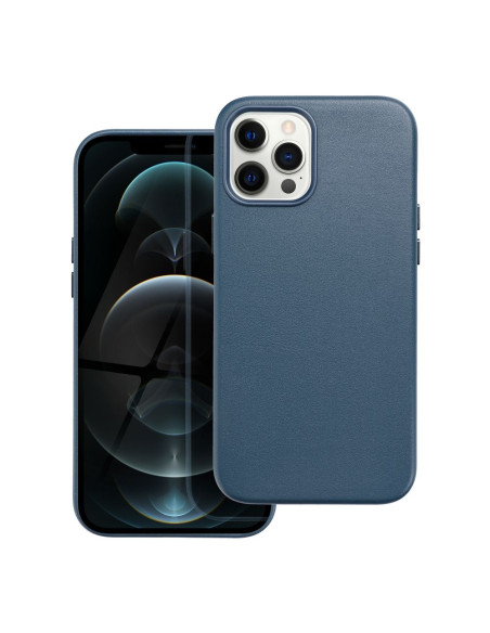 COUVERTURE MAG CUIR compatible avec MagSafe pour IPHONE 12 Pro Max bleu