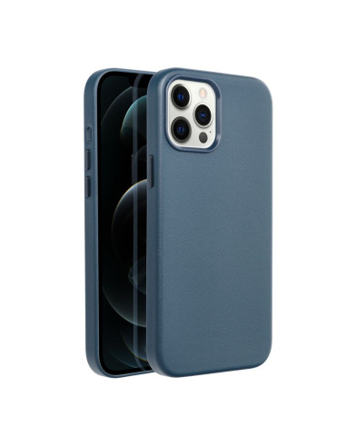 COUVERTURE MAG CUIR compatible avec MagSafe pour IPHONE 12 Pro Max bleu